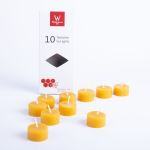 Beeswax tealight candles BABETTE, 10 pieces, natural-yellow, 0.8"/2cm, Ø1.5"/3.7cm, 4h - Made in Germany