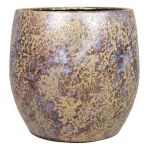 Vintage plant pot MAGO made of ceramic,washed effect, gold, 6.7"/17 cm, Ø 7.5"/19cm