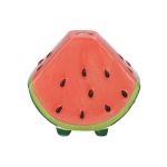 Single stem vase Watermelon slice TILLAS, with feet, red-green-brown, 4"x2.4"x3.4"/10x6x8,7cm