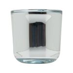 Tealight holder NICK made of glass, shiny-silver, 7,5cm, Ø7,5cm