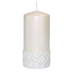 Pillar candle JULIETTA with silk pattern, ivory, 5.9"/15cm, Ø 2.8"/7cm, 63h