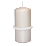 Pillar candle JULIETTA with silk ring, cream, 5.9"/15cm, Ø 2.8"/7cm, 63h