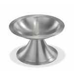 Brass candlestick OLIVERIO with spike, for candles Ø2.8"-3.1"/7-8cm, nickel plated, matt brushed, silver, 2.6"/6,5cm, Ø4.3"/11cm