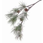 Decorative fir branch CALEB with cones, iced, 31"/80cm