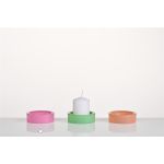 Glass candle plate ARBENITA, pink, 3cm, Ø9,5cm