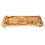 Vintage wooden tray FENRIK with handle, natural flamed, 16"x5.5"x1.6"/40x14x4cm
