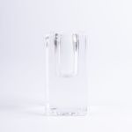 Square glass candlestick SOLUNA for dinner candles, transparent, 1.6"x1.6"x3.9"/4x4x9,8cm