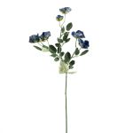 Artificial flower branch Wild rose FOSETTA, Eco Collection, royal blue, 28"/70cm, Ø1.2"-2"/3-5cm