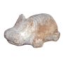 AURISA terracotta hippopotamus figurine, lying down, handmade, patinated, beige, 19x13x9cm