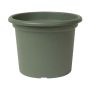Round plant pot VENERA made of recycled plastic, with holes, sage green, 10"/26cm, Ø14"/35cm