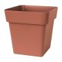 Square plant pot VINAYA made of plastic, with holes, terracotta, 16"x16"x16"/40x40x40cm