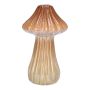 Ceramic flower vase RATBURGA, mushroom shape, grooves, brown-beige, 16cm, Ø9cm