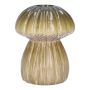 Mushroom vase REFELINDE, ceramic, grooves, green-beige, 12cm, Ø9,5cm