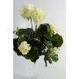 Textile flower Geranium MIA on spike, cream, 14"/35cm, Ø 2.4"-3.5"/6-9cm