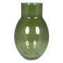 Tall glass flower vase AFRODITA, green-transparent, 16"/40 cm, Ø 8.7"/22 cm