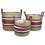 Planter basket KIONA with handle, 3 pieces, red-beige, 8"-12"/20-30 cm, Ø 10"-14"/25-36 cm