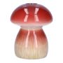 Mushroom vase REFELINDE, ceramic, red-beige, 12cm, Ø9,5cm