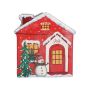 Christmas house ceramic pot ARMAS, red-white, 13x13x15cm