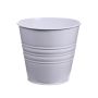 Round zinc pot MICOLATO with grooves, white, 6"/16cm, Ø7"/18,5cm