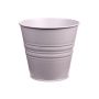 Round zinc pot MICOLATO with grooves, taupe, 4.7"/12cm, Ø5.3"/13,5cm