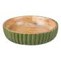 Decorative bowl MARAMA made of mango wood, fluted, green-natural, 2.4"/6cm, Ø8"/20cm