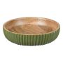 Decorative bowl MARAMA made of mango wood, fluted, green-natural, 2.4"/6cm, Ø10"/25cm