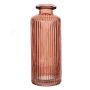 Bottle vase EMANUELA made of glass, groove pattern, brown-clear, 5.2"/13,2cm, Ø2"/5,2cm