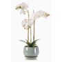 Decorative Phalaenopsis orchid JOLANA in a ceramic pot, white, 18"/45cm