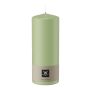 Block candle MAEVA, pastel green, 8"/20cm, Ø3.1"/7.8cm, 119h - Made in Germany