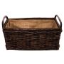 Rattan firewood basket ADAL with jute lining and handle, rectangular, brown, 55x45x39cm