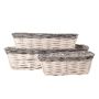 Wicker flower baskets EYLÜL, 3 pieces, rectangular, white-grey, 30-51cm