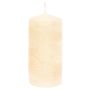 Pillar candle ANDRIANE with water lily leaf motif, cream, 5.9"/15cm, Ø2.8"/7cm, 63 hours