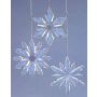 Acrylic snowflake, 3 pieces, transparent, Ø 4.3"-4.7"/11-12cm