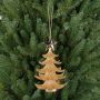 Acrylic hanger fir tree with star, glitter, gold, 4.7"/12cm, Ø3.5"/9cm