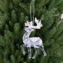 Acrylic hanging ornament Deer MATTHIS, glitter, transparent-silver-white, 3.5"x0.8"x4.7"/ 9x2x12cm