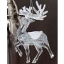 Acrylic hanging ornament Deer MATTHIS, glitter, transparent-silver-white, 3.5"x0.8"x4.7"/ 9x2x12cm