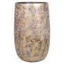 Vintage planter vase MAGO made of ceramic, washed effect look, gold, 12"/30 cm, Ø 7.5"/19cm