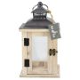 BEGGY wooden lantern with glass, handle, beige, 15.5 x 15.5 x 29 cm