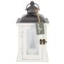 BEGGY wooden lantern with glass, handle, white, 15.5 x 15.5 x 29 cm