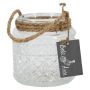 OPALUS lantern with rope, diamond pattern, clear, 10.5 cm, Ø10.5 cm