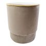 Velvet NANNA stool, gold trim, champagne, 45cm, Ø38cm