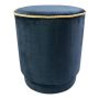 NANNA velvet stool, gold trim, navy blue, 45cm, Ø38cm