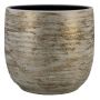 Ceramic pot RODYN with grooves, colour gradient, white-gold, 13"/32cm, Ø13"/34cm