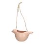 SAREEN dolomite hanging basket with bird motif, salmon pink, 15.5 x 8.3 x 7.5 cm
