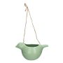 SAREEN dolomite hanging basket with bird motif, jade green, 25.6 x 14.6 x 12.4 cm