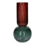 Glass table vase FRODO with grooved dots, blue-red-clear, 8"/20cm, Ø3.7"/9.5cm