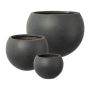 Bulbous planter KIRIMA, 3 pieces, fibreglass, anthracite, 11"x8"/28x21cm, 16"x12"/40x30cm, 21"x15"/54x39cm
