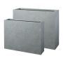 Rectangular flower planter KIRIMA, 2 pieces, fibreglass, grey, 30"x7"x23"/75x19x59cm, 33"x11"x28"/85x27x70cm