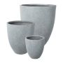 Round planter KIRIMA, 3 pieces, fibreglass, grey, 13"x12"/34x30cm, 17"x14"/42x36cm, 20"x17"/50x44cm