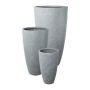 Round plant vase KIRIMA, 3 pieces, fibreglass, grey, 13"x24"/34x60cm, 17"x31"/44x80cm, 21"x3ft/54x100cm